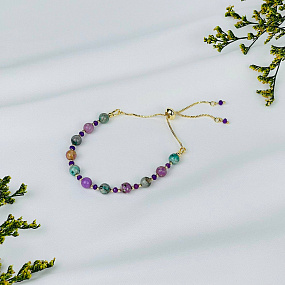 Браслет регулируемый из Фосфосидерита и Варисцита