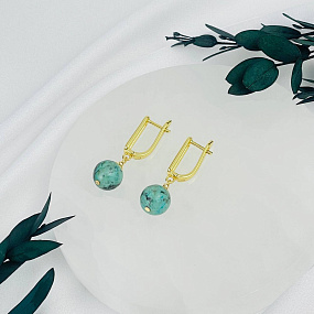 Серьги из Хризоколлы, Артикул: 118501 - изображение товара №2
