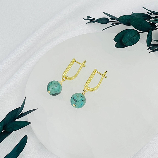 Серьги из Хризоколлы, Артикул: 118501 - изображение товара №2