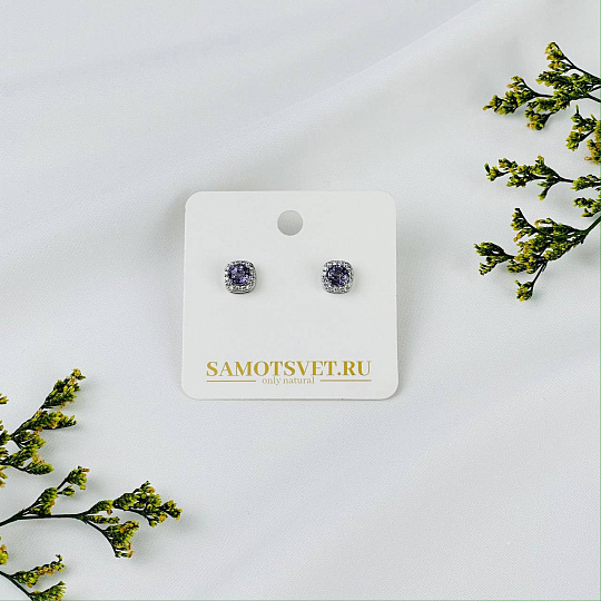 Серьги- пусеты из Аметиста, Артикул: 068826 - изображение товара №2