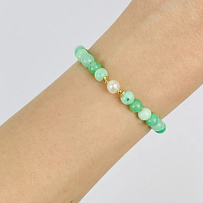 Браслет из Хризопраза и Жемчуга, Артикул: 118862 - изображение товара №1