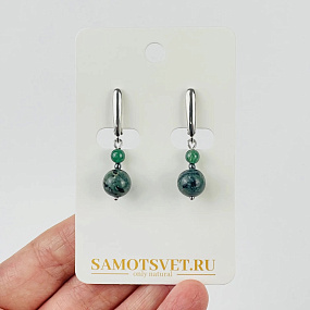 Серьги из Яшмы (Камбаба) и Кварца, Артикул: 118580 - изображение товара №1