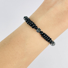 Браслет из Агата черного и Гематита, Артикул: 076842 - изображение товара №2