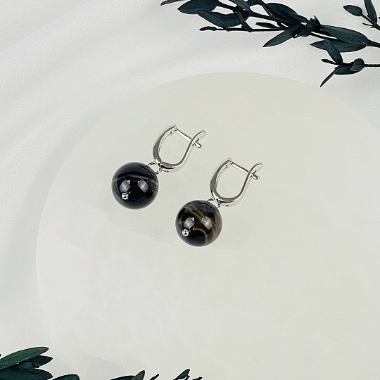 Серьги из полосатого Агата, Артикул: 085343 - изображение товара №2