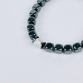 Браслет из Гематита и Горного Хрусталя, Артикул: 116980 - изображение товара №3