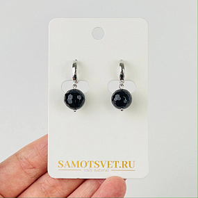 Серьги из черного Агата, Артикул: 075518 - изображение товара №1