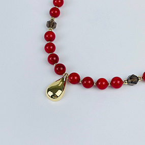 Колье из Коралла и Раухтопаза, Артикул: 117915 - изображение товара №2