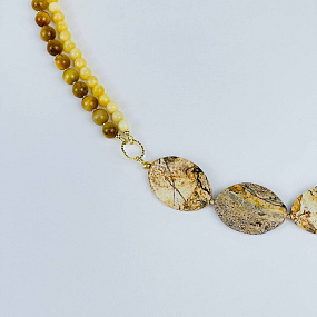 Колье из Яшмы, Тигрового глаза и Кальцита, Артикул: 118164 - изображение товара №3
