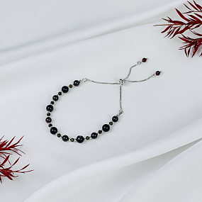 Браслет регулируемый из Агата, Граната и Обсидиана