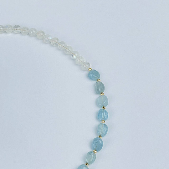 Колье из Аквамарина и Лунного камня, Артикул: 118407 - изображение товара №3