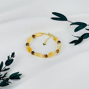 Браслет из Цитрина и Тигрового глаза, Артикул: 117652 - изображение товара №1