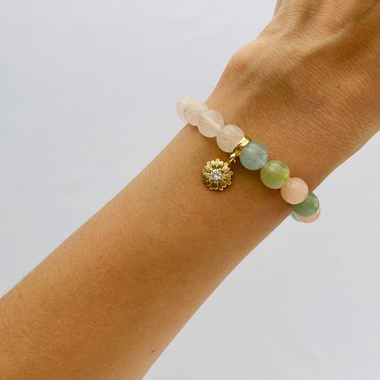 Браслет из Розового кварца и Берилла микс с подвеской, Артикул: 101880 - изображение товара №3