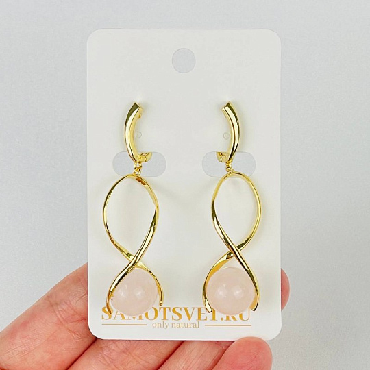 Серьги из Розового кварца, Артикул: 118399 - изображение товара №1