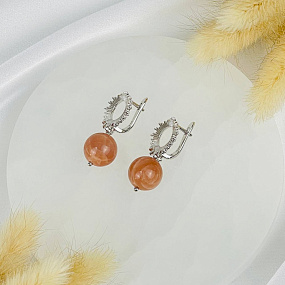 Серьги из Лунного камня, Артикул: 118329 - изображение товара №2