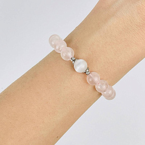 Браслет из Розового кварца и Селенита