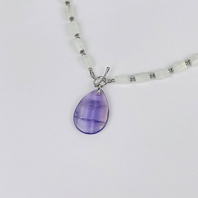 Колье из Лунного камня с Флюоритом, Артикул: 116871 - изображение товара №2