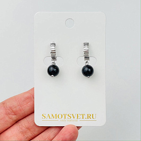 Серьги из черного Турмалина (Шерл), Артикул: 115547 - изображение товара №1