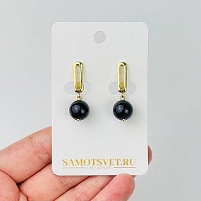 Серьги из черного Обсидиана