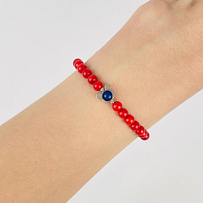Браслет детский из Коралла и Лазурита со вставкой