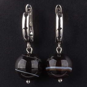 Серьги из полосатого Агата , Артикул: 085343 - изображение товара №1