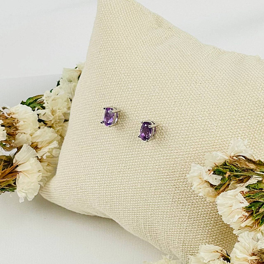 Серьги-пусеты из Аметиста, Артикул: 084244 - изображение товара №1
