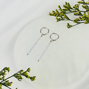 Серьги из голубого Халцедона (градиент), Артикул: 117063 - изображение товара №2