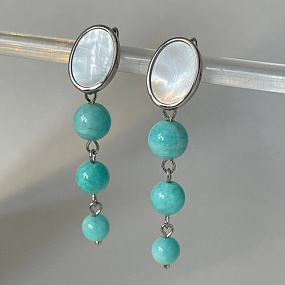 Серьги тройные из Амазонита, Артикул: 098510 - изображение товара №1