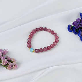 Браслет из мадагаскарского Розового кварца и Ларимара, Артикул: 118293 - изображение товара №2