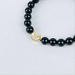 Браслет из черного Турмалина (Шерл) с перламутровой вставкой