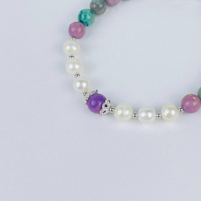 Браслет из Фосфосидерита, Варисцита и Жемчуга, Артикул: 117156 - изображение товара №3