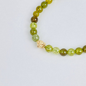 Браслет детский из Граната (Гроссуляр) со вставкой сердце, Артикул: 086499 - изображение товара №3