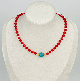 Колье из Коралла и Бирюзы