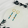 Серьги длинные из Хризоколлы и Тигрового глаза