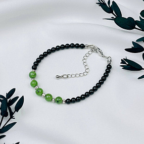 Браслет из черного Агата и Нефрита