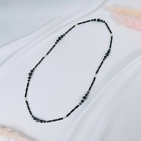 Колье из Агата и Лунного камня с включением Турмалина, Артикул: 116981 - изображение товара №1