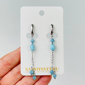 Серьги из Аквамарина и Ларимара, Артикул: 116857 - изображение товара №1