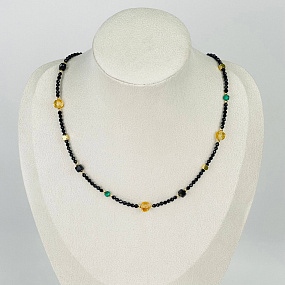 Колье из Шпинели, Малахита и Цитрина, Артикул: 116812 - изображение товара №1