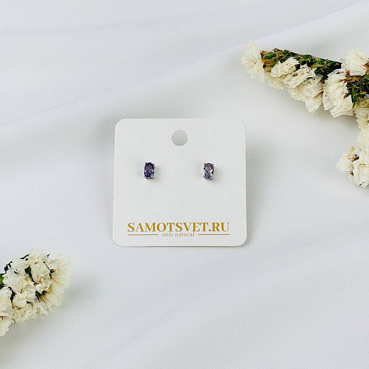 Серьги-пусеты из Аметиста, Артикул: 084244 - изображение товара №2