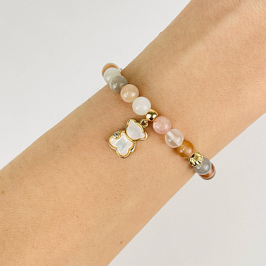 Браслет из Лунного камня микс с подвеской, Артикул: 099303 - изображение товара №2