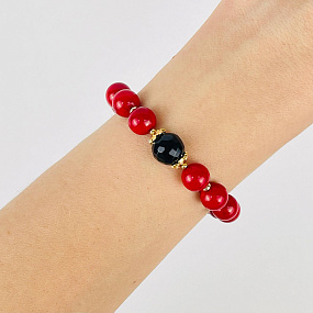 Браслет из Коралла и Раухтопаза, Артикул: 117138 - изображение товара №2