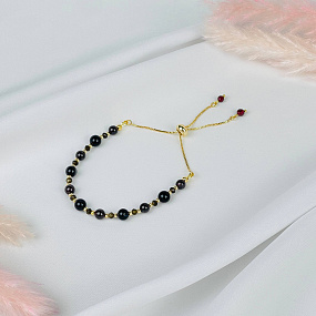 Браслет регулируемый из Агата, Граната и Обсидиана