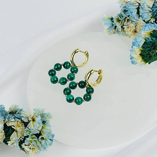 Серьги из Малахита, Артикул: 118403 - изображение товара №2