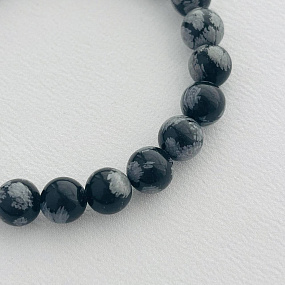 Браслет из снежного Обсидиана и Лавы, Артикул: 099335 - изображение товара №4