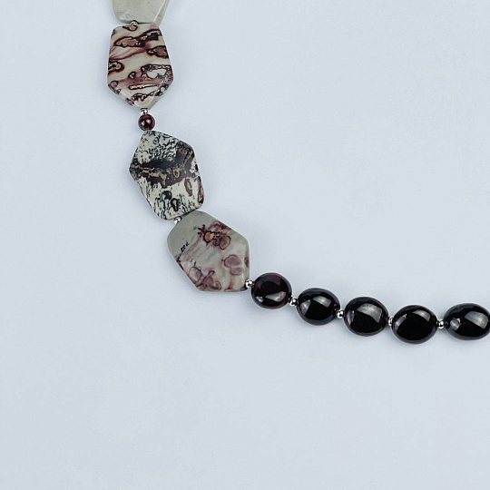 Колье из Граната и пейзажной Яшмы, Артикул: 118292 - изображение товара №2