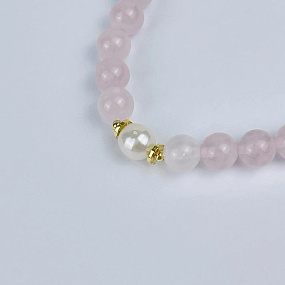 Браслет из мадагаскарского Розового кварца и Жемчуга, Артикул: 118674 - изображение товара №3