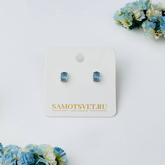 Серьги-пусеты из Аквамарина, Артикул: 074207 - изображение товара №1
