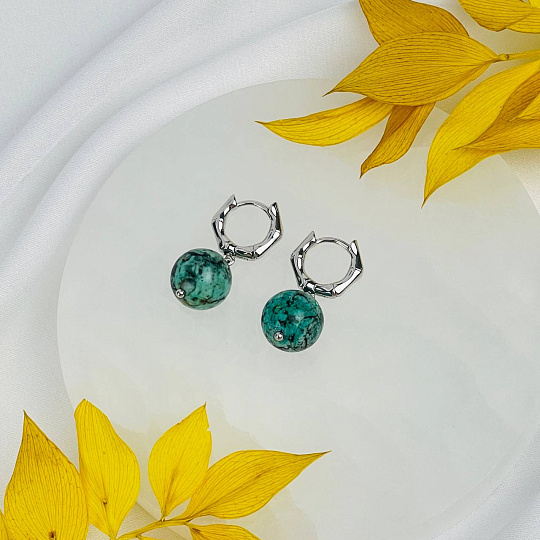 Серьги из Хризоколлы, Артикул: 118505 - изображение товара №2