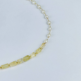 Колье из Цитрина, Жемчуга и Горного Хрусталя, Артикул: 118406 - изображение товара №3