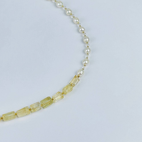 Колье из Цитрина, Жемчуга и Горного Хрусталя, Артикул: 118406 - изображение товара №3