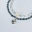 Браслет двойной из Гематита и Жемчуга